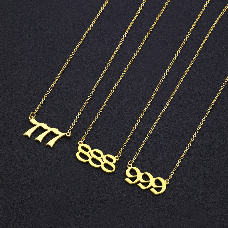 Collana con Ciondolo Numerico Geometrico in Acciaio Inossidabile Minimalista da Donna con Finitura Placcata e Catena a O