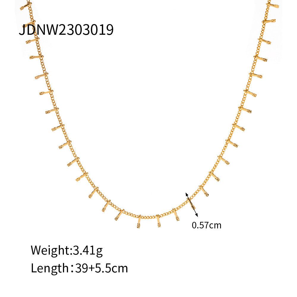 Minimalist Luxury 18K Gold Plated Geometric Oval Stainless Steel Necklace for Women