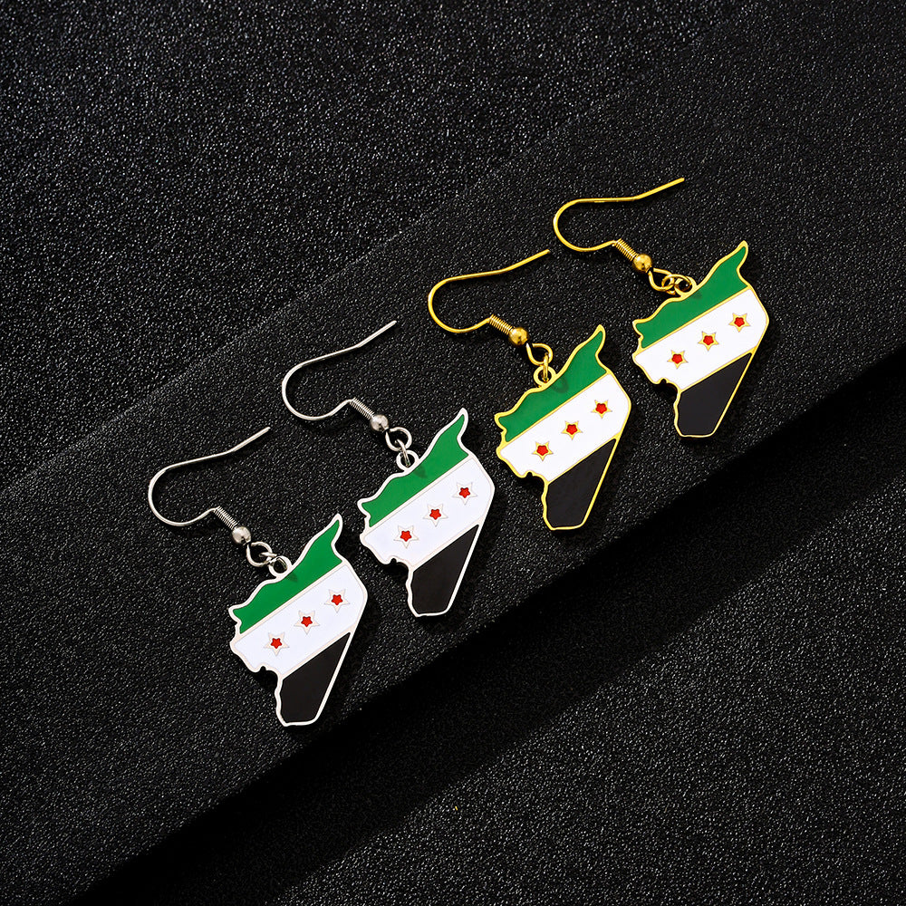 Pendientes colgantes geométricos de esmalte de acero inoxidable vintage para mujer y hombre, joyería de moda unisex