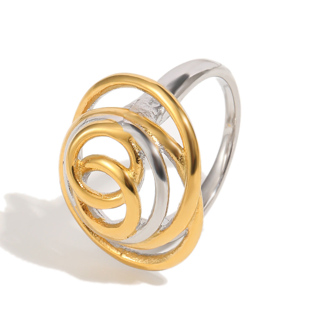 Minimalist Elegant Geometric Knot 18K Gold Plated Stainless Steel Ring for Women