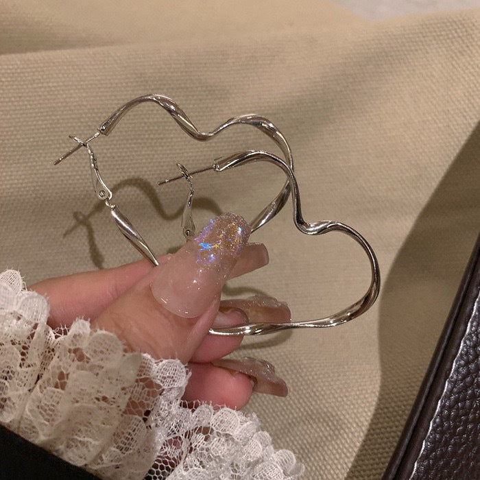 Orecchini a cerchio geometrici da donna in acciaio inossidabile placcato oro con perni in acciaio, stile chic