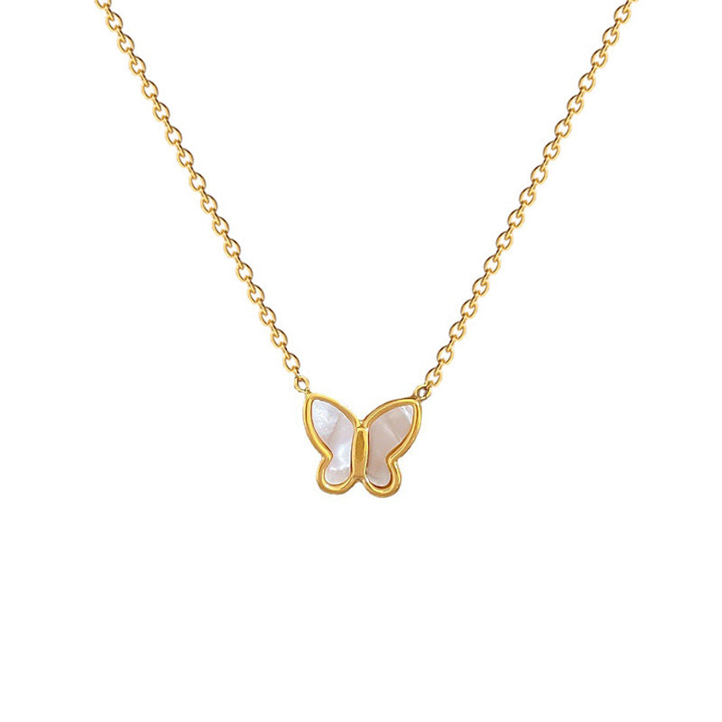 Butterfly Geometric Minimalist Titanium Steel Plated Collar Necklace for Unisex