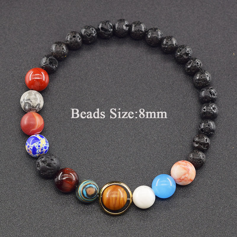 Classic Sweet Natural Gemstone Round Geometric Stretch Bracelet Unisex Jewelry Gift