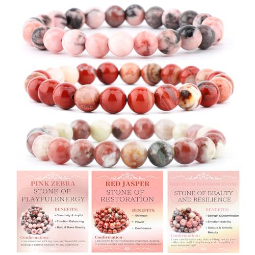 Ethnic Natural Stone Beaded Bracelet Set Round Tiger Eye Gemstone Handmade Unisex Jewelry