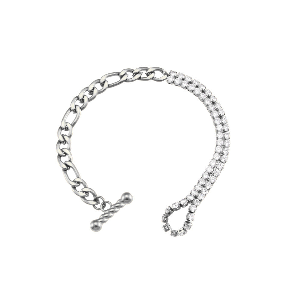 Set collana e bracciale da donna placcati in acciaio inossidabile geometrico minimalista