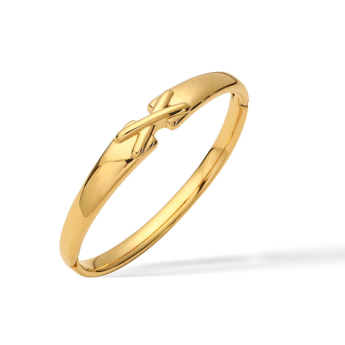 Bracciale da donna in acciaio inossidabile placcato oro 18 carati con forma irregolare minimalista