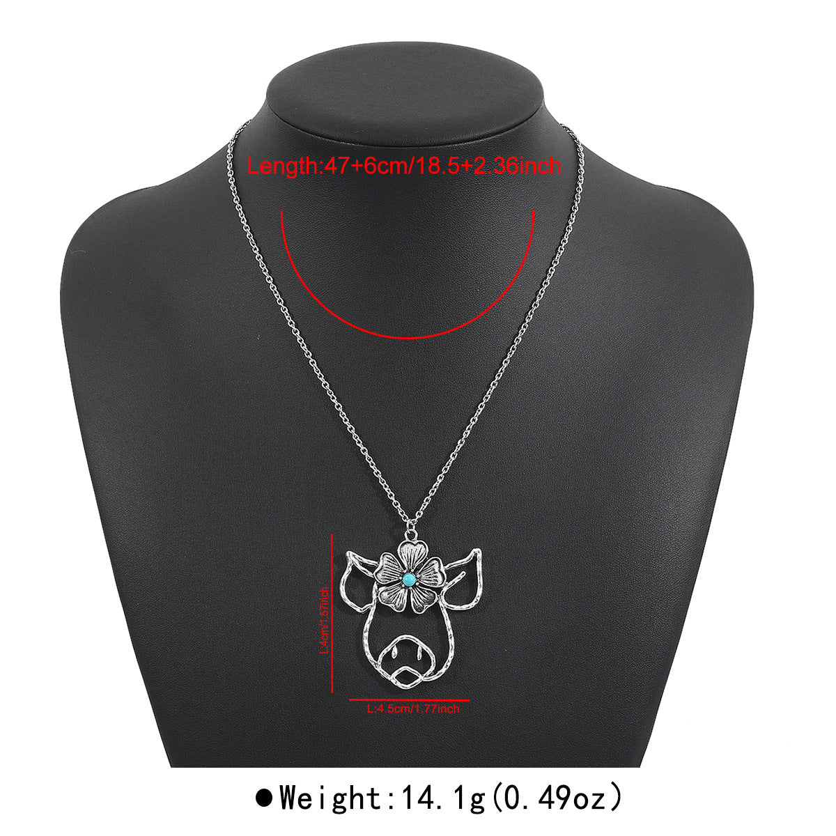 Collana vintage bohémien geometrica in lega con ciondolo turchese e finitura placcata su catena a onda per donna