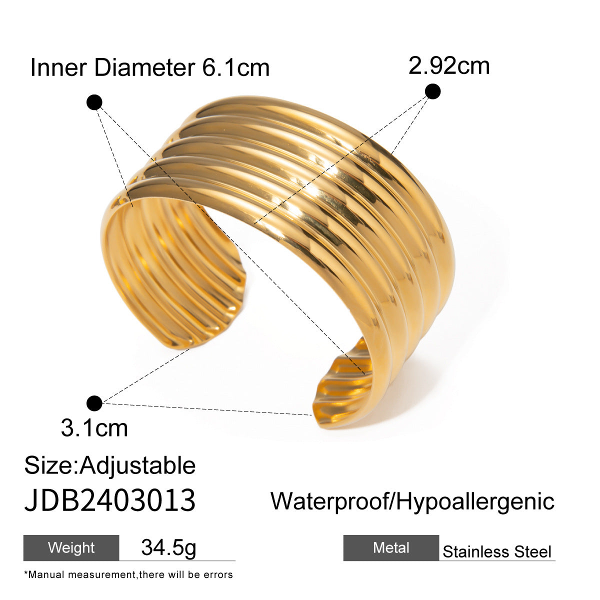 Luxury Stainless Steel Plated Shell Bracelet for Women