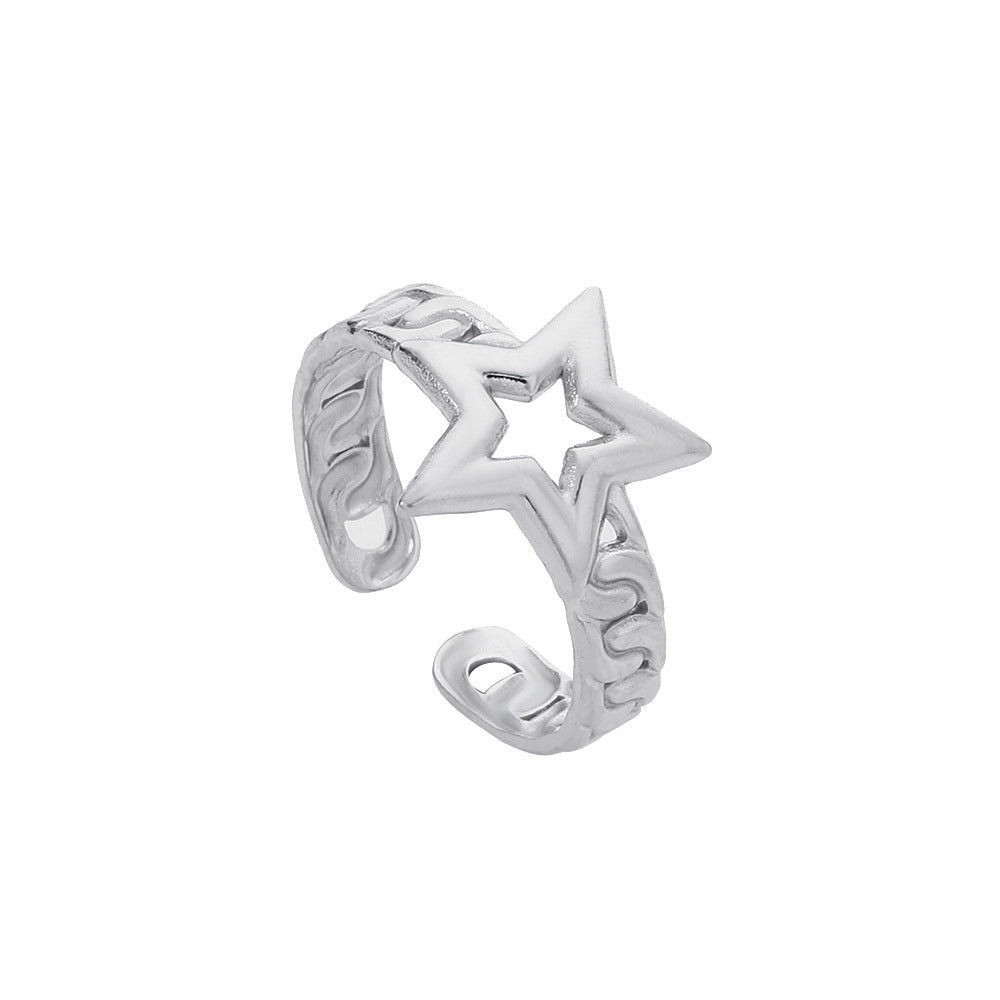 Geometric Plated Stainless Steel Ring Unisex