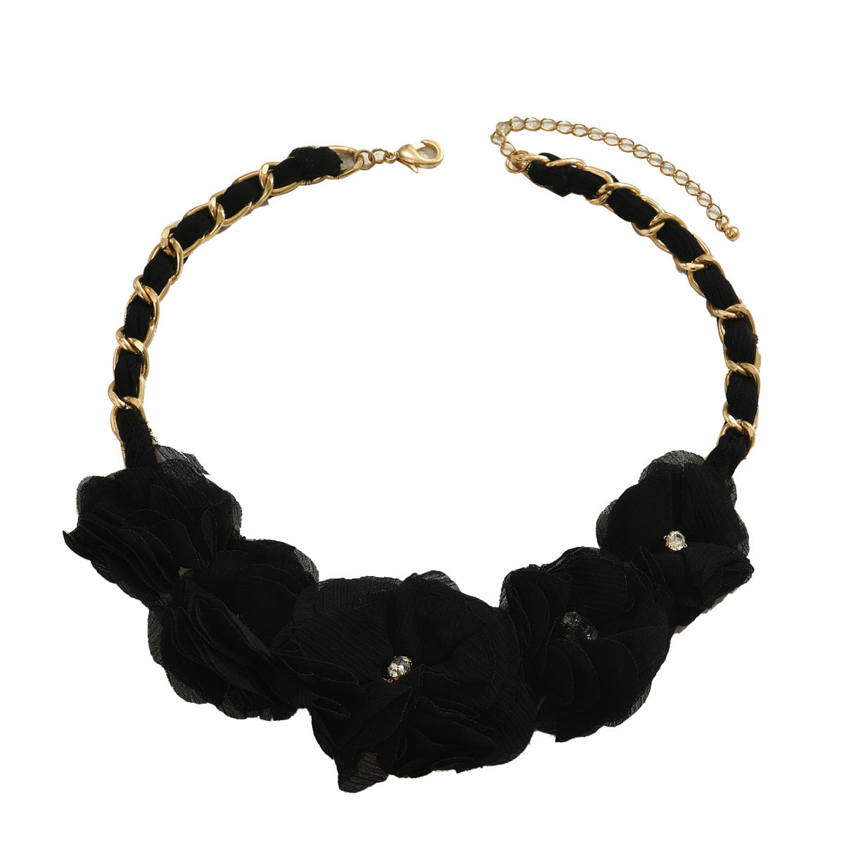 Minimalist Floral Pendant Necklace for Women with Rhinestone Inlay on Zinc Alloy Snake Chain Fashion Clavicle Jewelry