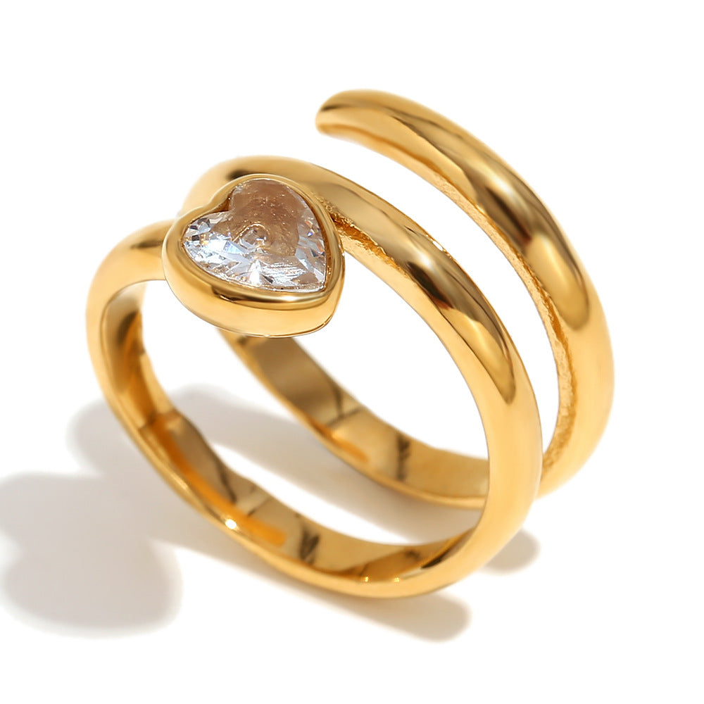 Anello a forma di testa di serpente in acciaio inossidabile placcato oro 18K da donna, design geometrico creativo