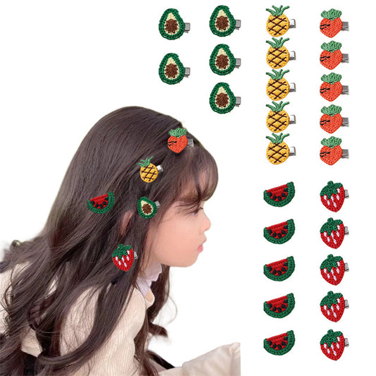 Natural Style Fruit-Themed Hair Clips for Kids with Bow Shape and Tulle Material Spring Hair Clamps