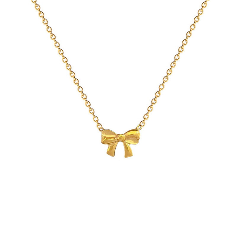 Collar de nudo de lazo geométrico minimalista de acero de titanio unisex