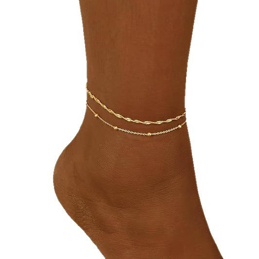 Bohemian Geometric Alloy Anklet for Women