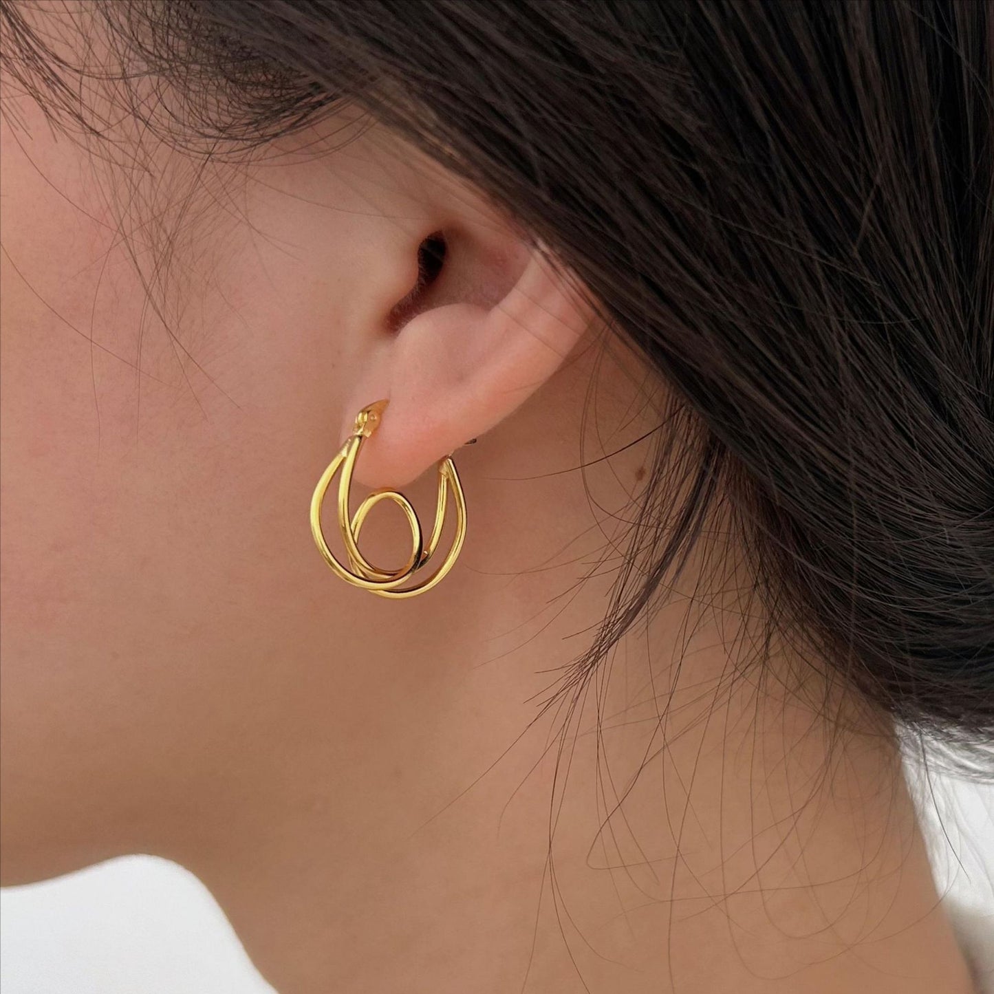 Minimalist Sweet 925 Sterling Silver Plated Geometric Knot Hoop Earrings for Women
