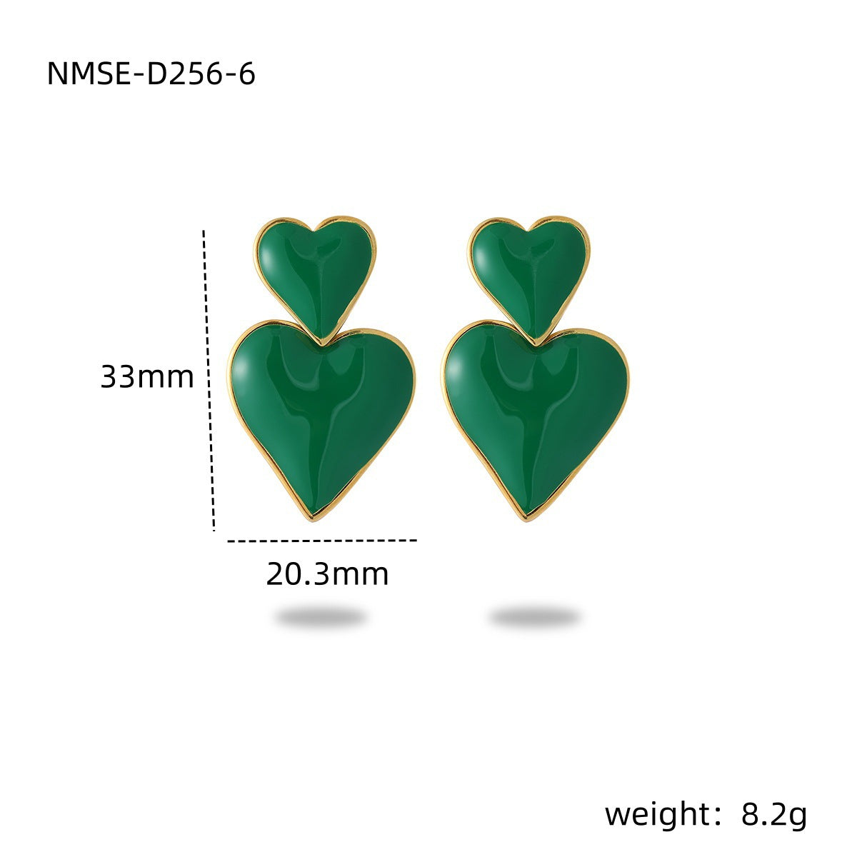 Orecchini da donna alla moda a forma di cuore, in acciaio inossidabile smaltato e placcatura sottovuoto in oro 18 carati