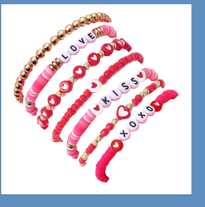 Bohemian Vintage Star Letter Resin Bracelet Set Unisex