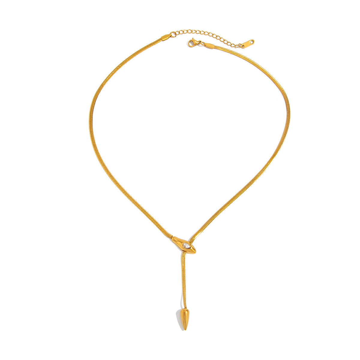 Minimalist Stainless Steel Snake Chain Y-Shape Clavicle Necklace for Women