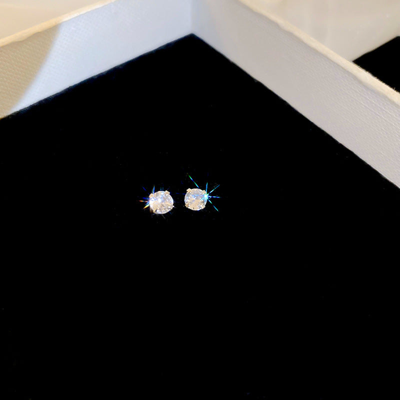 Aretes minimalistas geométricos de circonita para mujer con postes de plata de ley 925