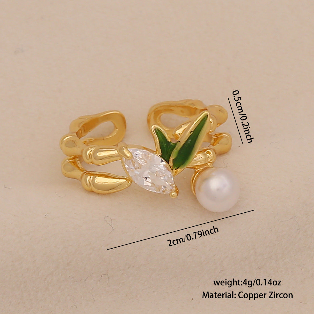 Anello vintage geometrico in rame smaltato da donna con motivo floreale a camelia