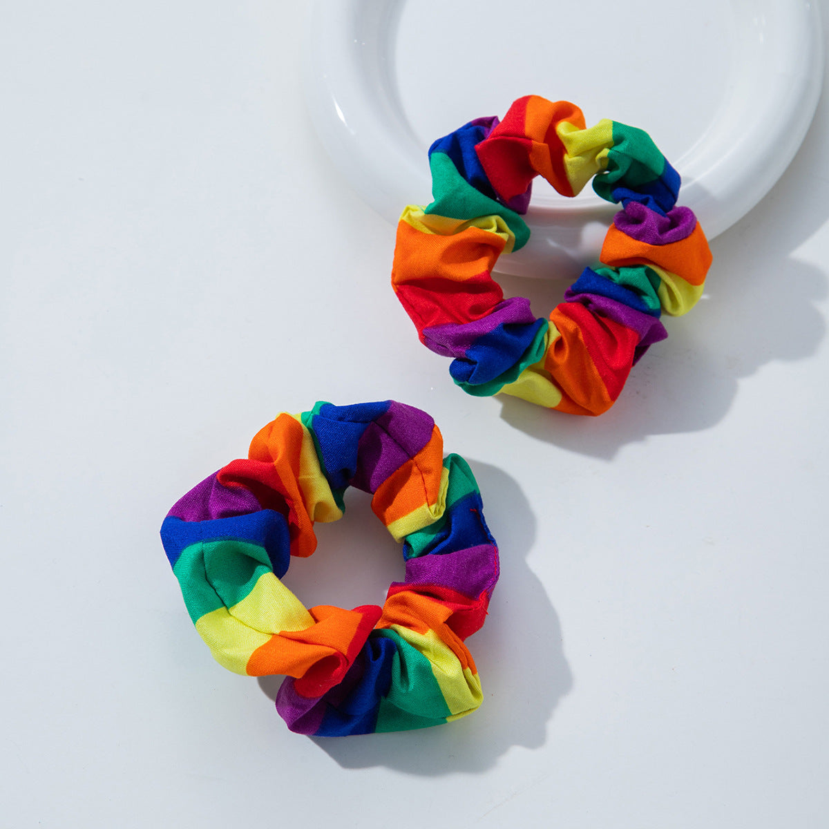 Elegant Geometric Checkered Printed Polyester Scrunchie for Women