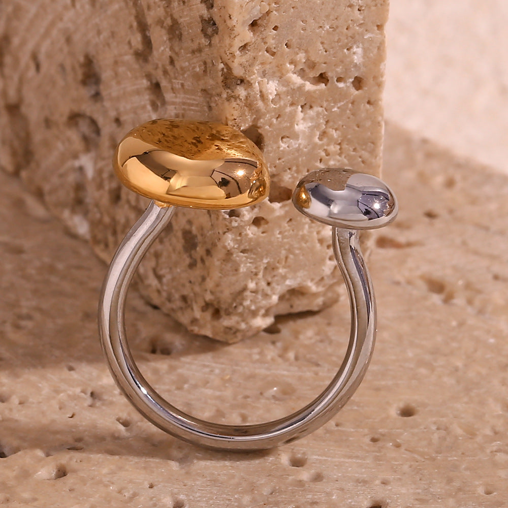 Minimalist Geometric Titanium Steel Ring with 18K Gold Plating for Women