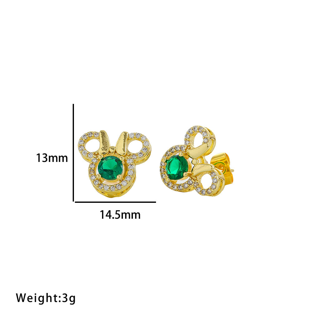 Set di collane di lusso da donna a tre pezzi con farfalla e Mickey, con catena in acciaio al titanio, intarsio di strass e catena a O