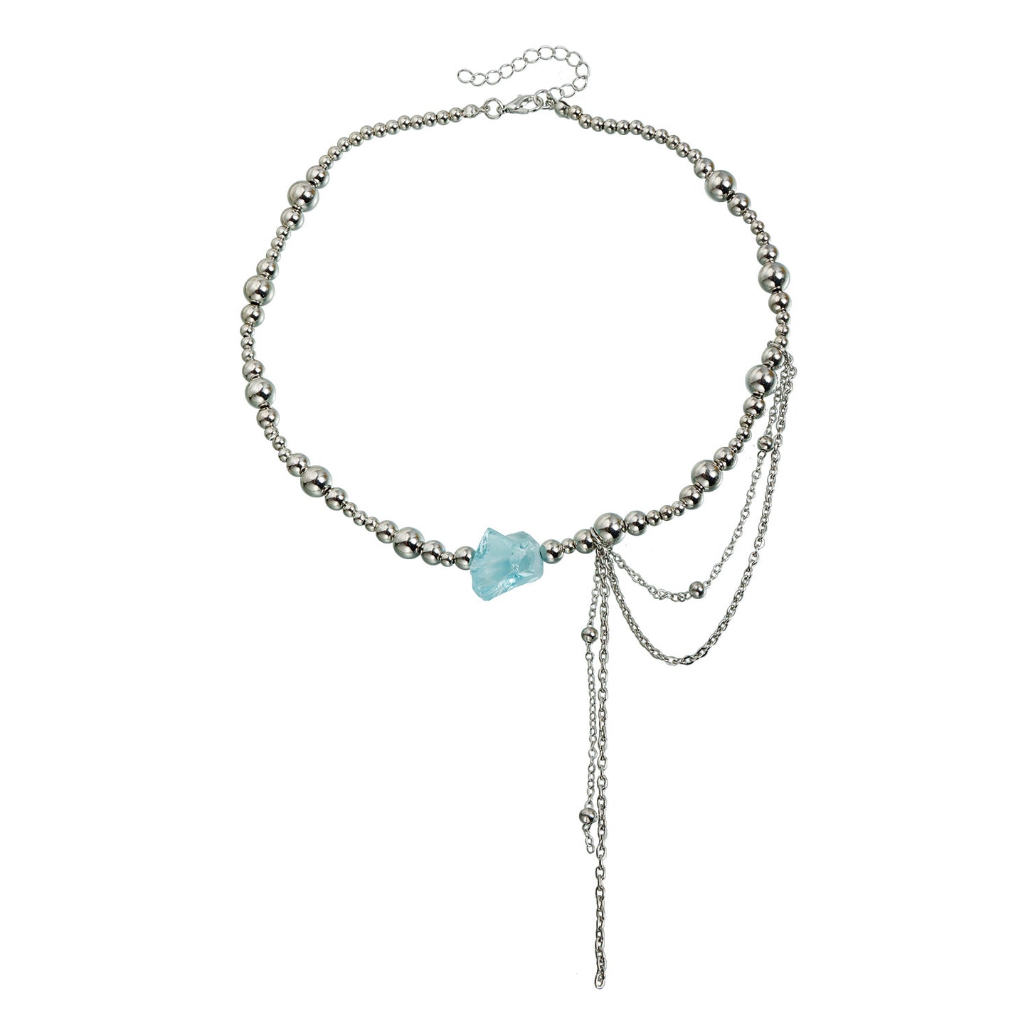 Fashion Geometric Alloy Plated Necklace with Crushed Stone Design for Women