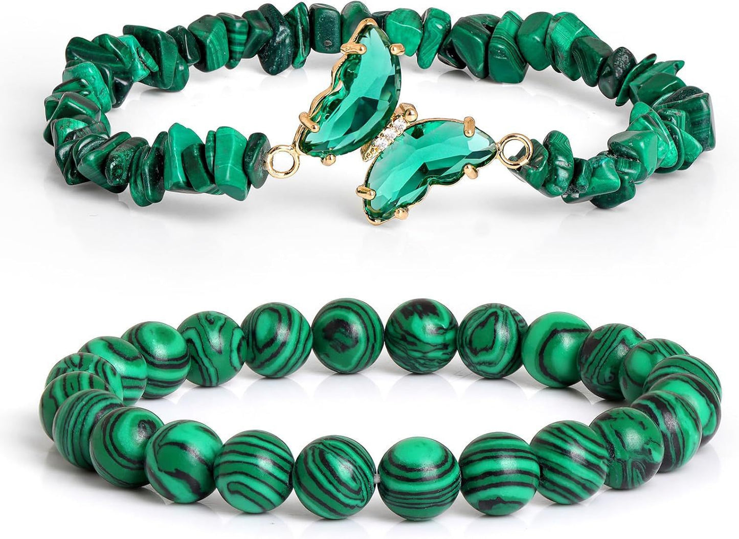 Minimalist Natural Crystal Butterfly Bracelet Set for Women