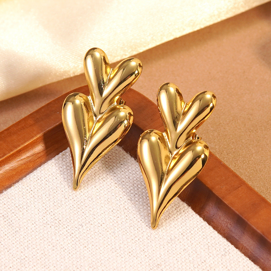 Luxury Geometric Heart Stainless Steel Earrings for Women