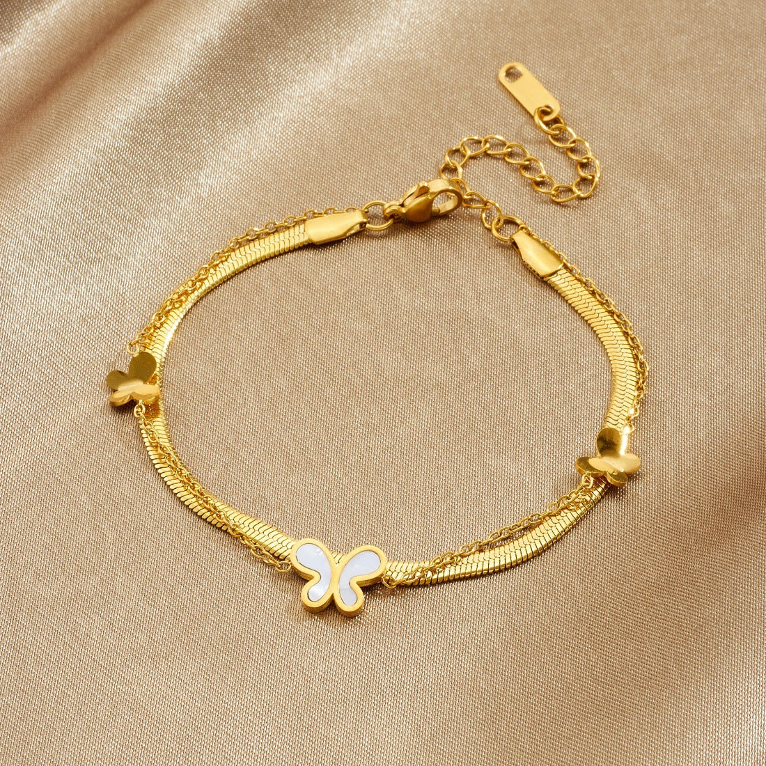 Gold Plated Stainless Steel Butterfly Bracelet for Women