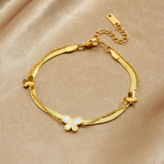 Gold Plated Stainless Steel Butterfly Bracelet for Women