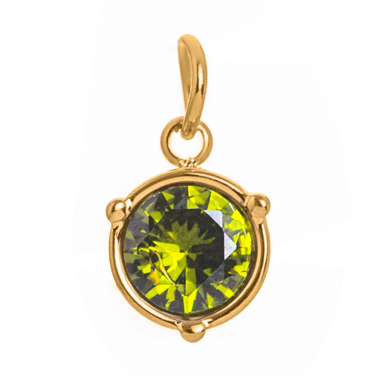 Geometric Round Stainless Steel Cubic Zirconia Inlay Plated Charm Bar Pendant