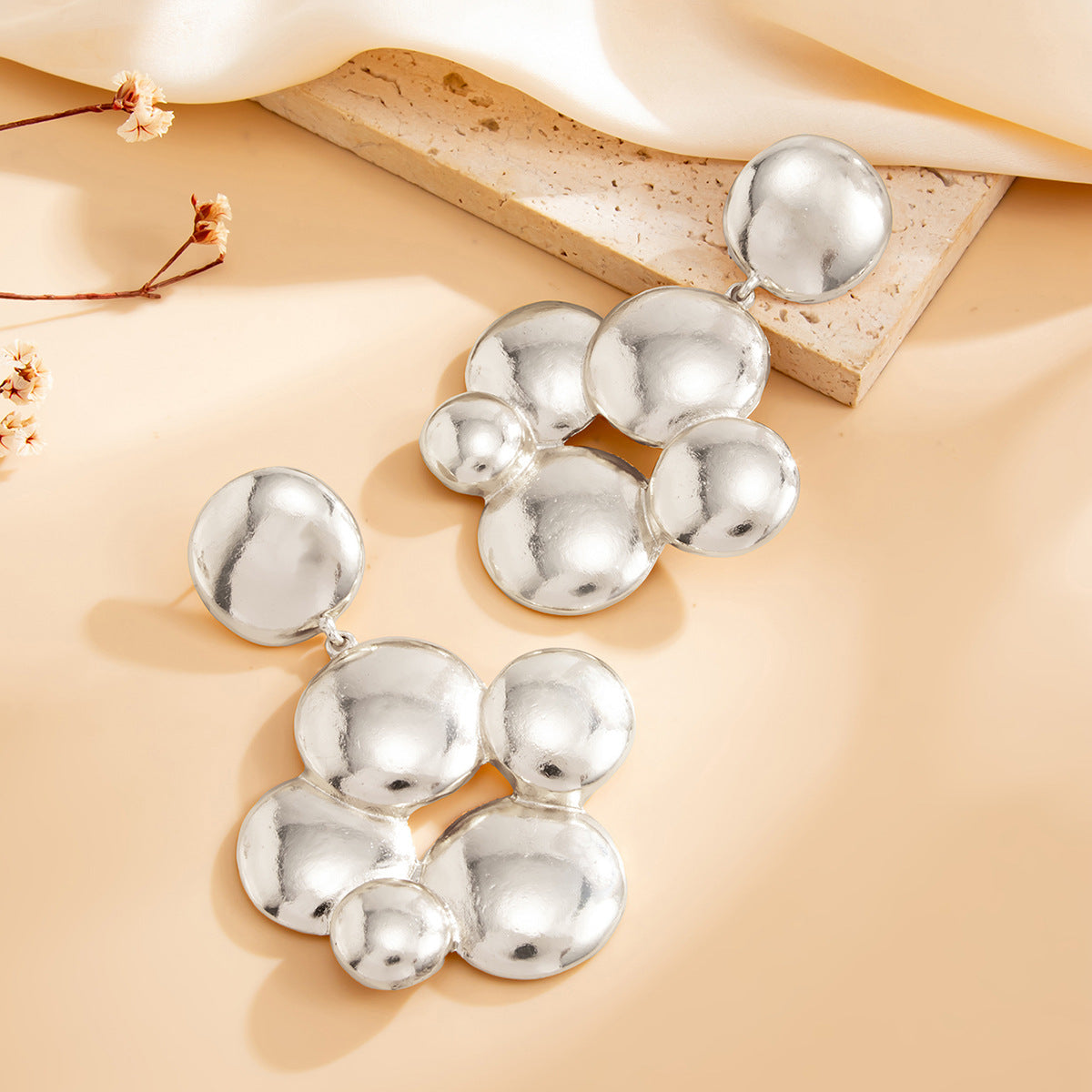 Minimalist Geometric Round Zinc Alloy Plated Earrings for Women