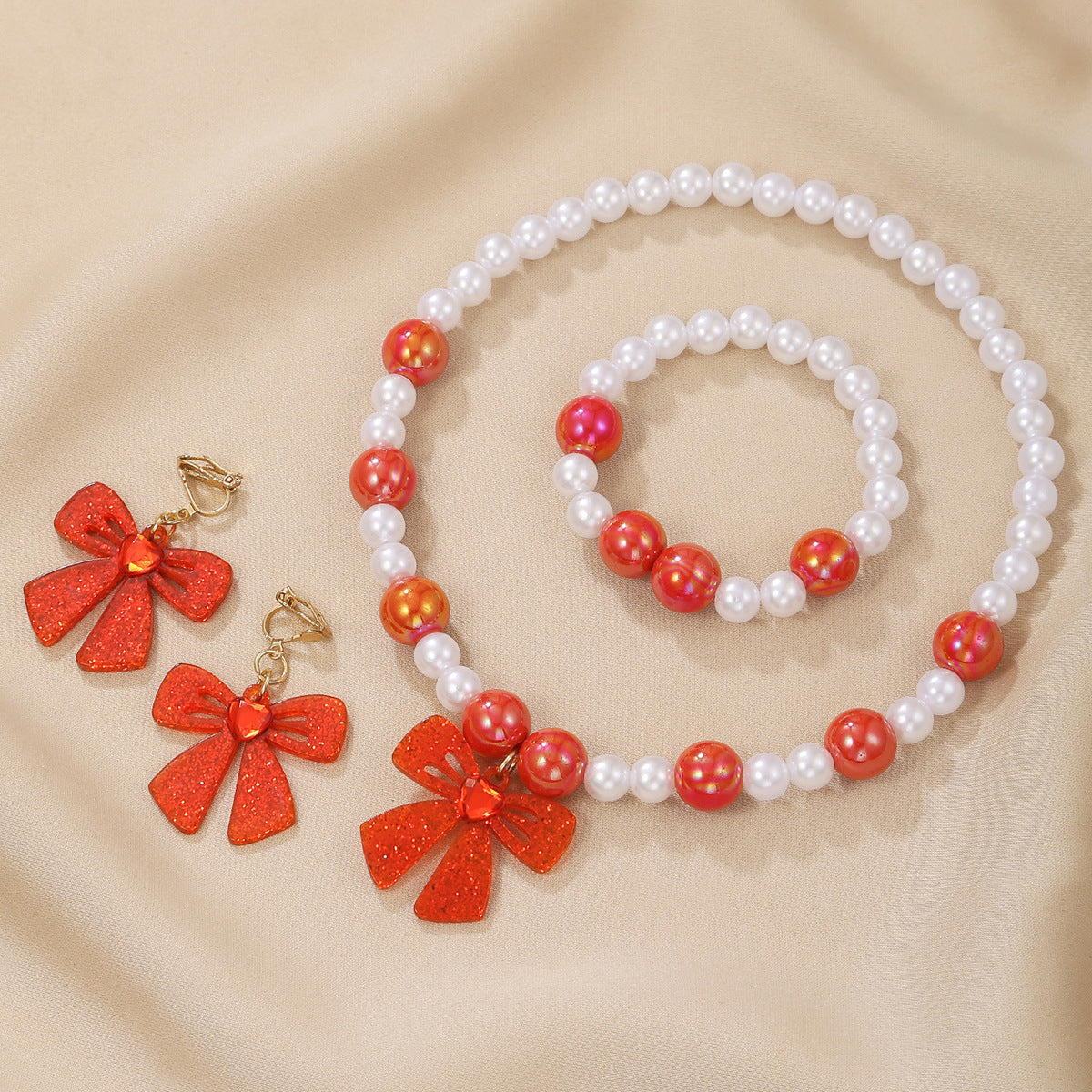 Sweet Butterfly Bow Pendant Necklace for Girls Made of Acrylic and Resin on Beaded Chain Adjustable for Ages 3-10+