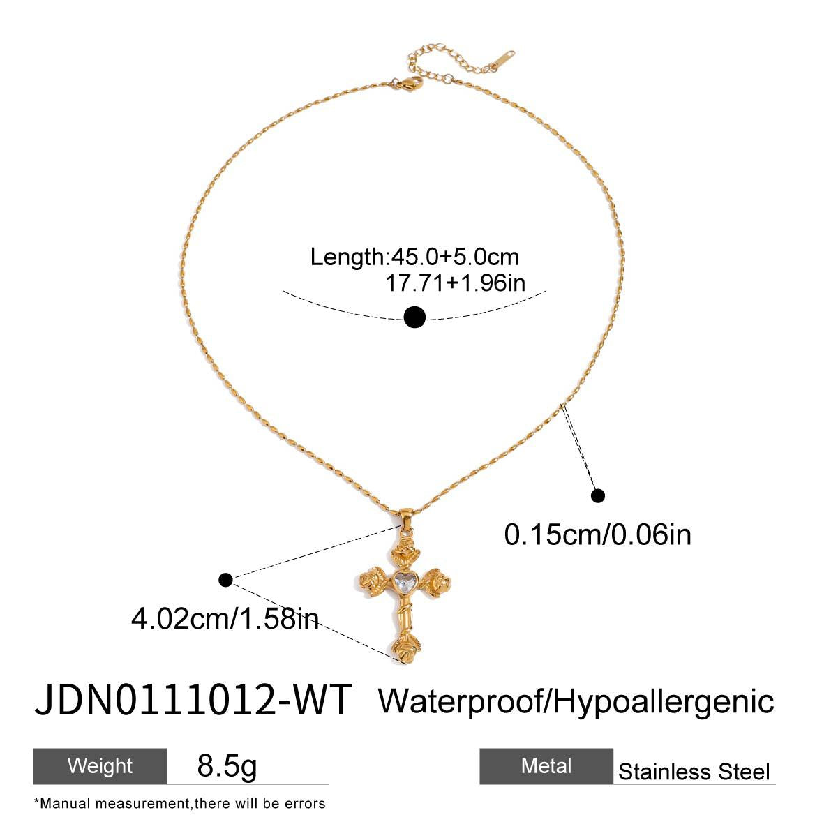 Plated Stainless Steel Geometric Cross Necklace for Women