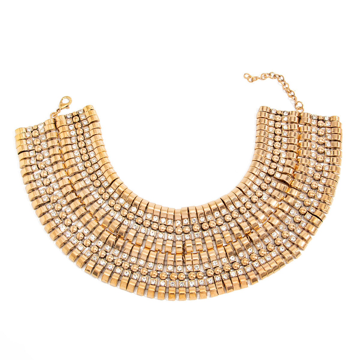 Exaggerated Luxury Geometric Square Rhinestone Plated Alloy Multi-layer Necklace for Women
