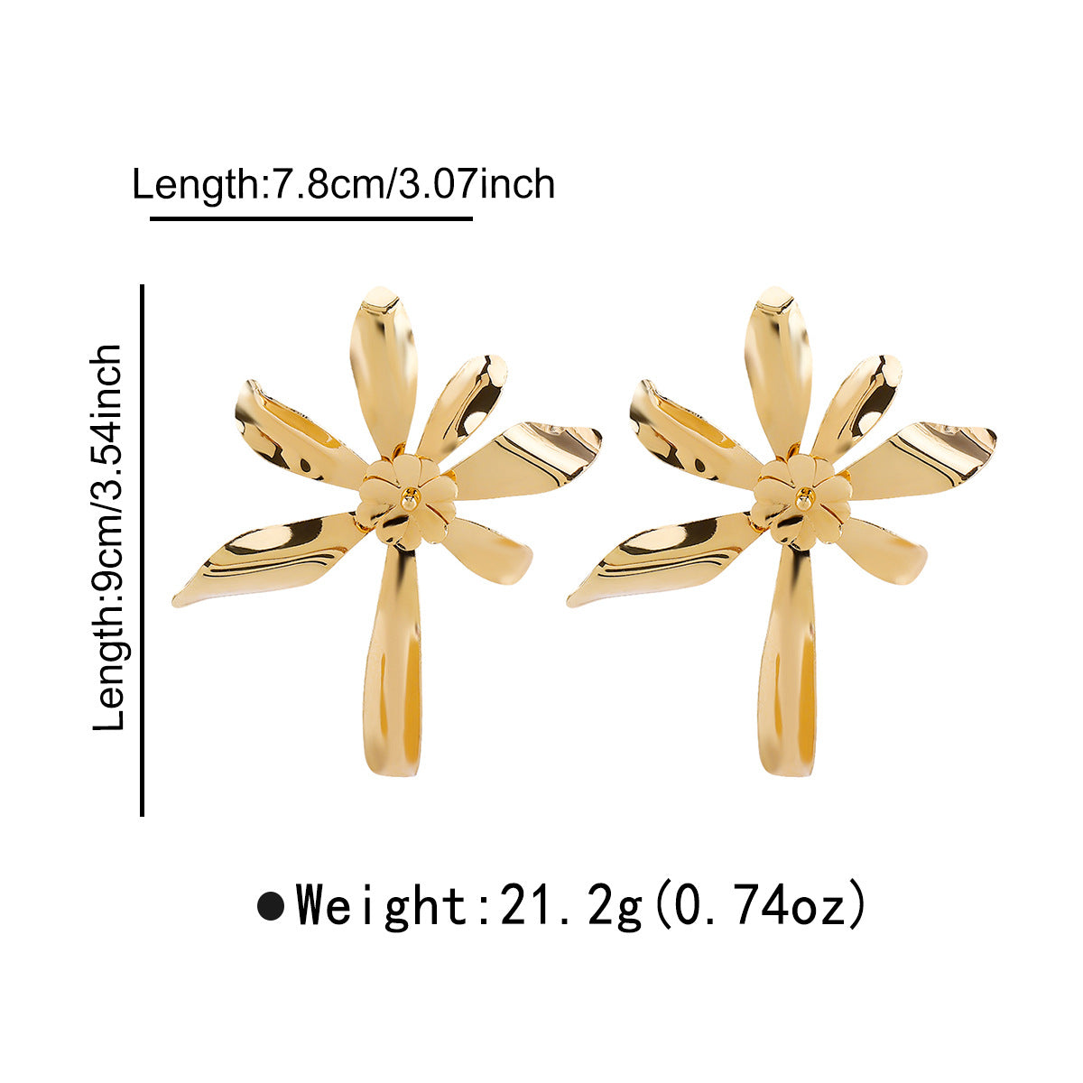 Orecchini a perno da donna vintage floreali in lega con placcatura in oro