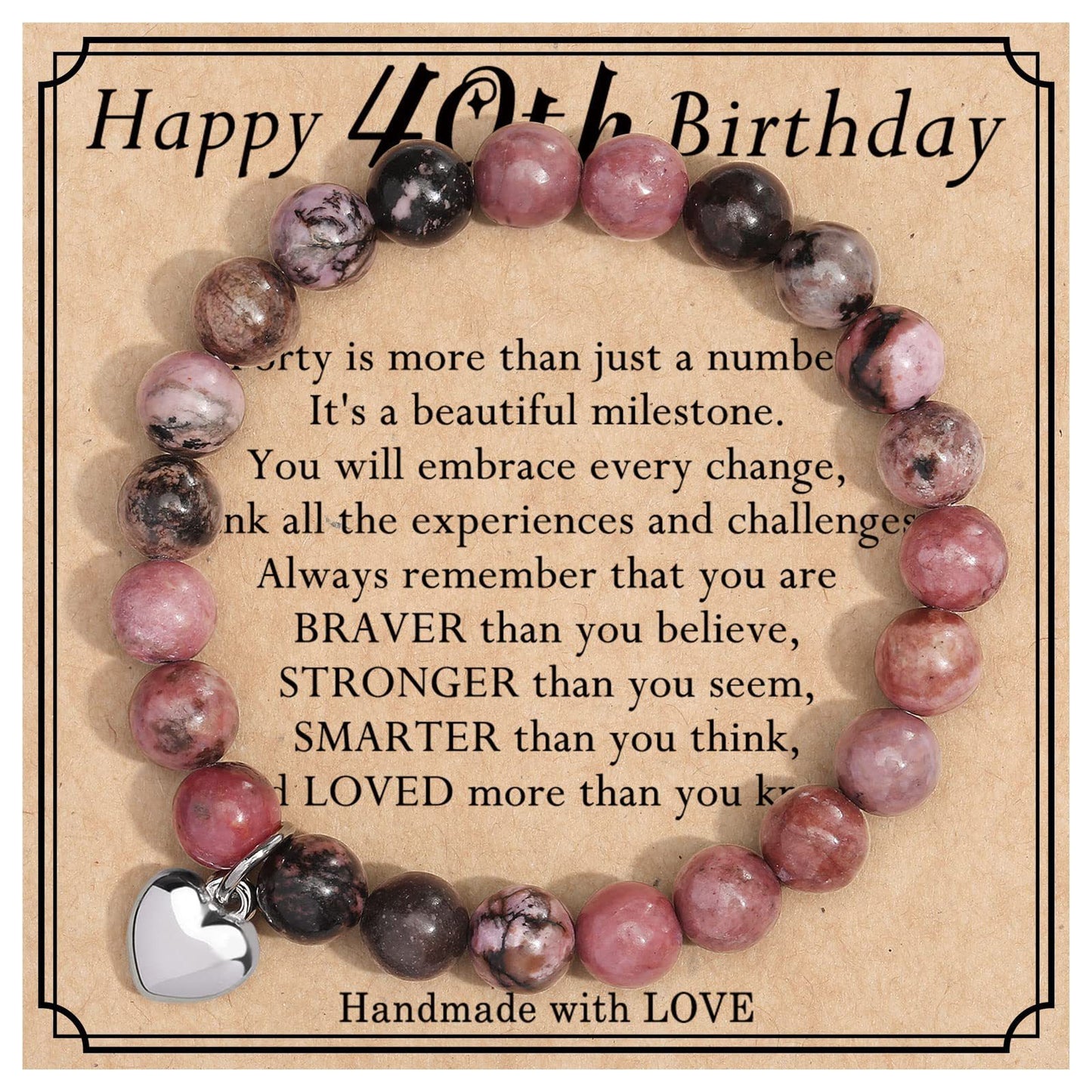 Geometric Heart Agate Beaded Bracelet for Women