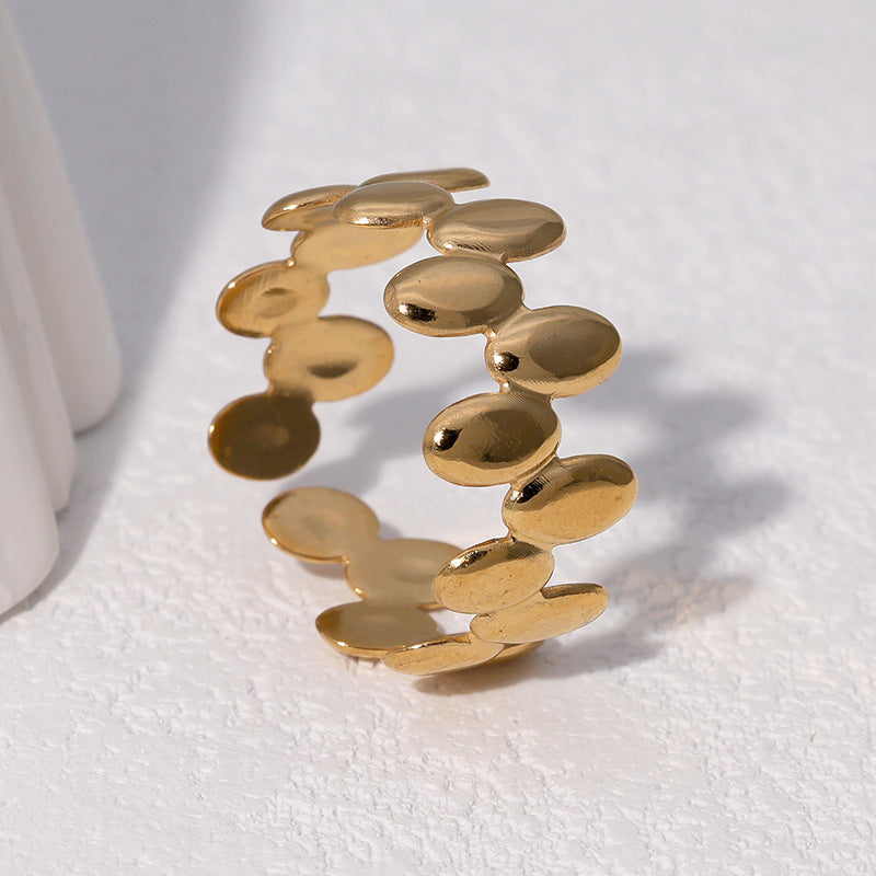 Minimalist Geometric Polka Dot Open Ring 18K Gold Plated Stainless Steel Fashion Jewelry for Women