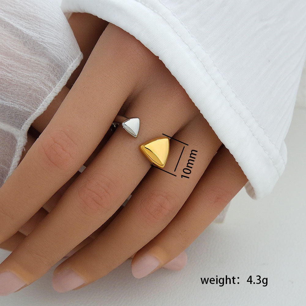 Anillo Ajustable Minimalista Geométrico de Acero Inoxidable con Baño de Oro para Mujer y Hombre