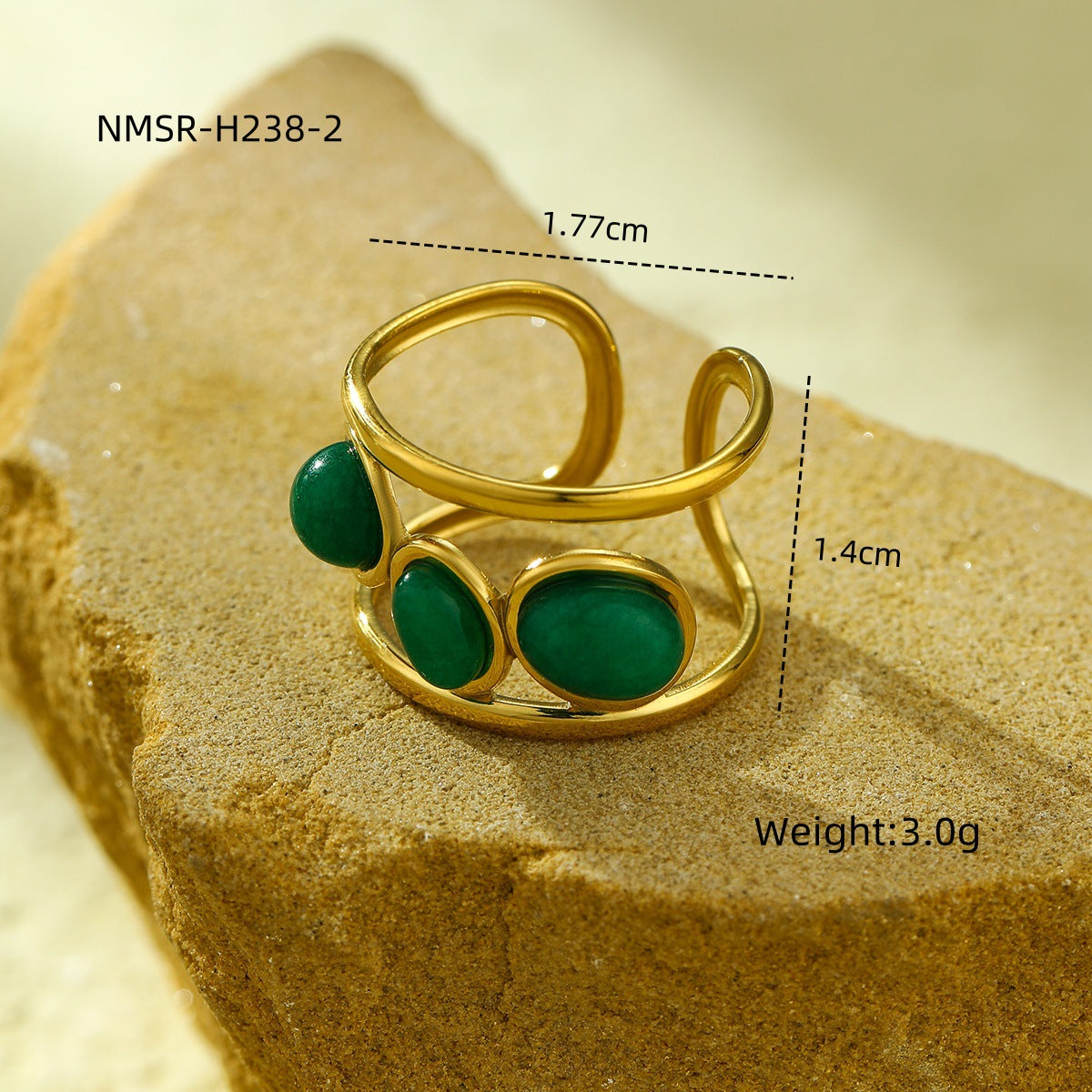 Anello Minimalista da Donna in Acciaio al Titanio con Intarsi Turchesi e Finitura Placcata