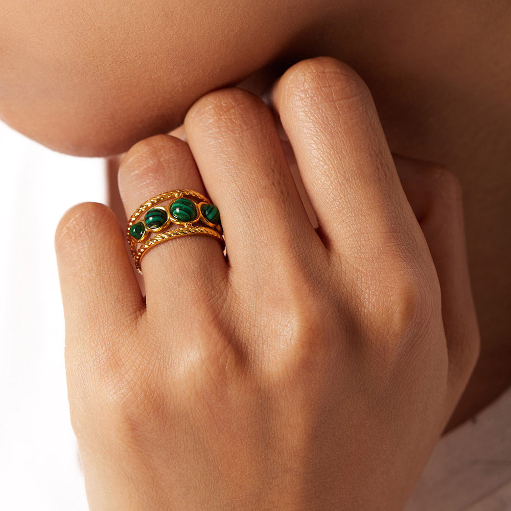 Ins Style Round Hollow-Out Stainless Steel Ring for Women Fashion Jewelry Gift