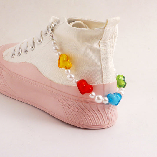 Geometric Heart-Shaped Alloy Anklet for Women with Ethnic Style and Colorful Accent Design