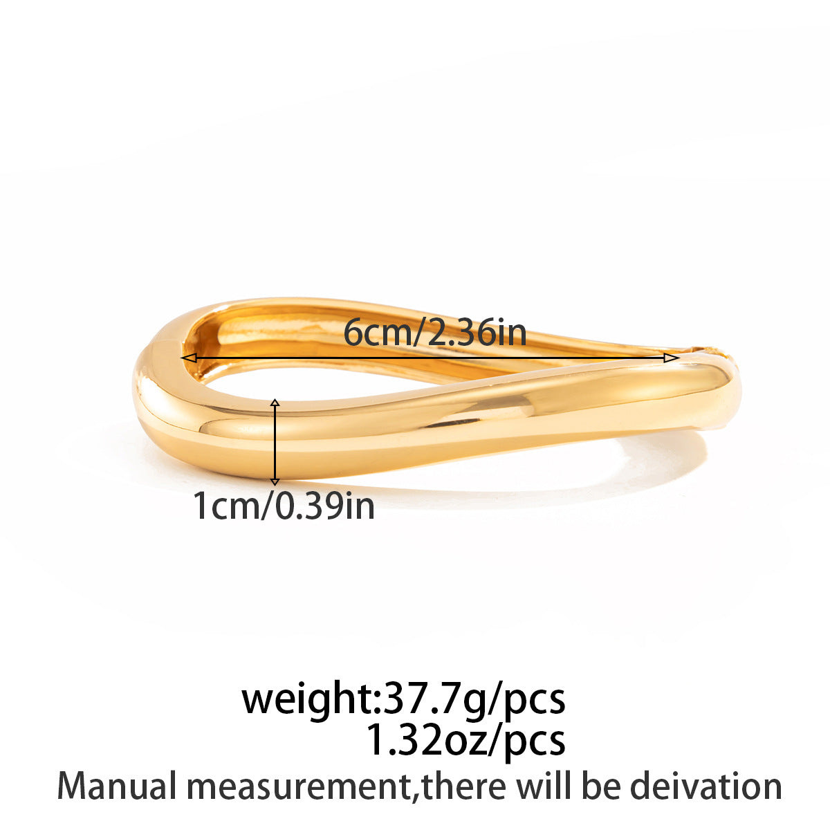 Exaggerated Geometric Oval Plated Alloy Bangle Bracelet