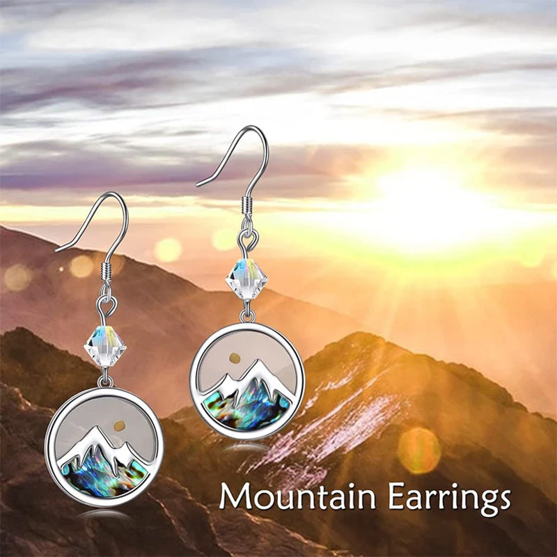 Minimalist Geometric Round Mountain Pendant Earrings in Stainless Steel with Polished Finish and Faith-Inspired Design