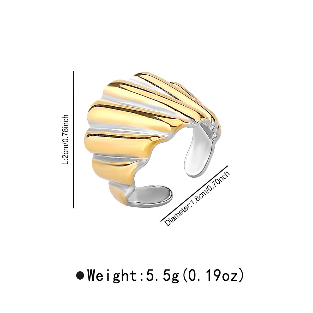 Vintage Geometric Stainless Steel Ring with Dual-Tone Plated Finish for Women