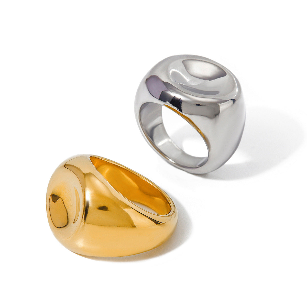 Anello Unico a Spirale Irregolare in Acciaio Inossidabile Placcato Oro 18K per Donna e Uomo