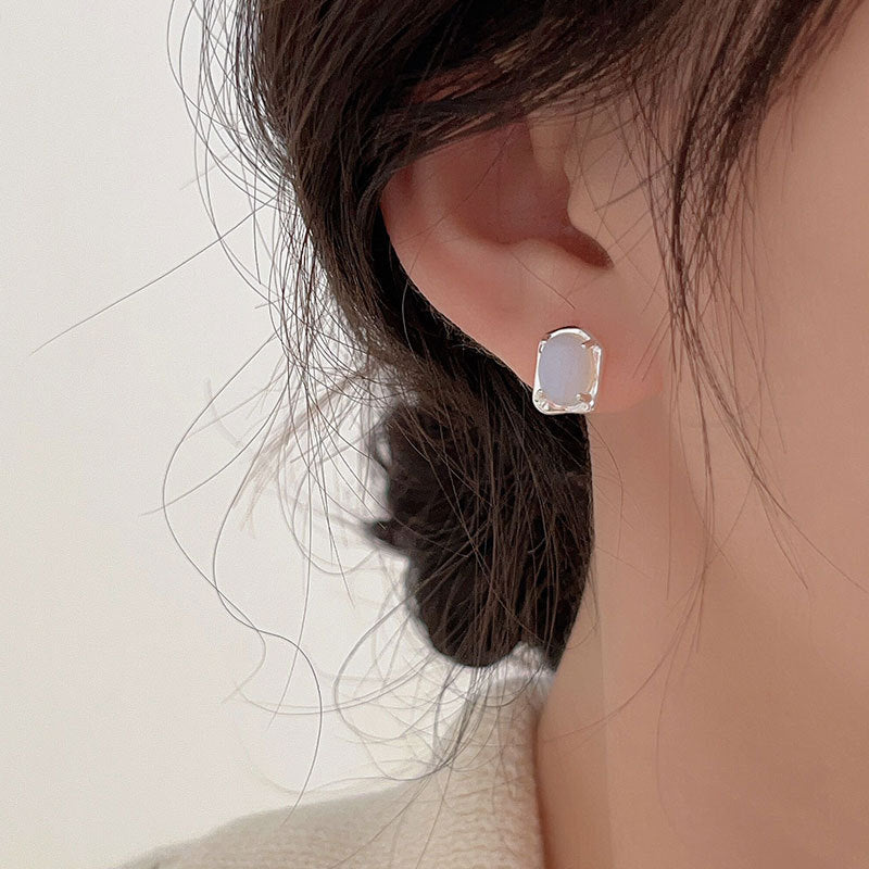 Minimalist Irregular Geometric Letter Stud Earrings in 925 Sterling Silver with Gold Plating
