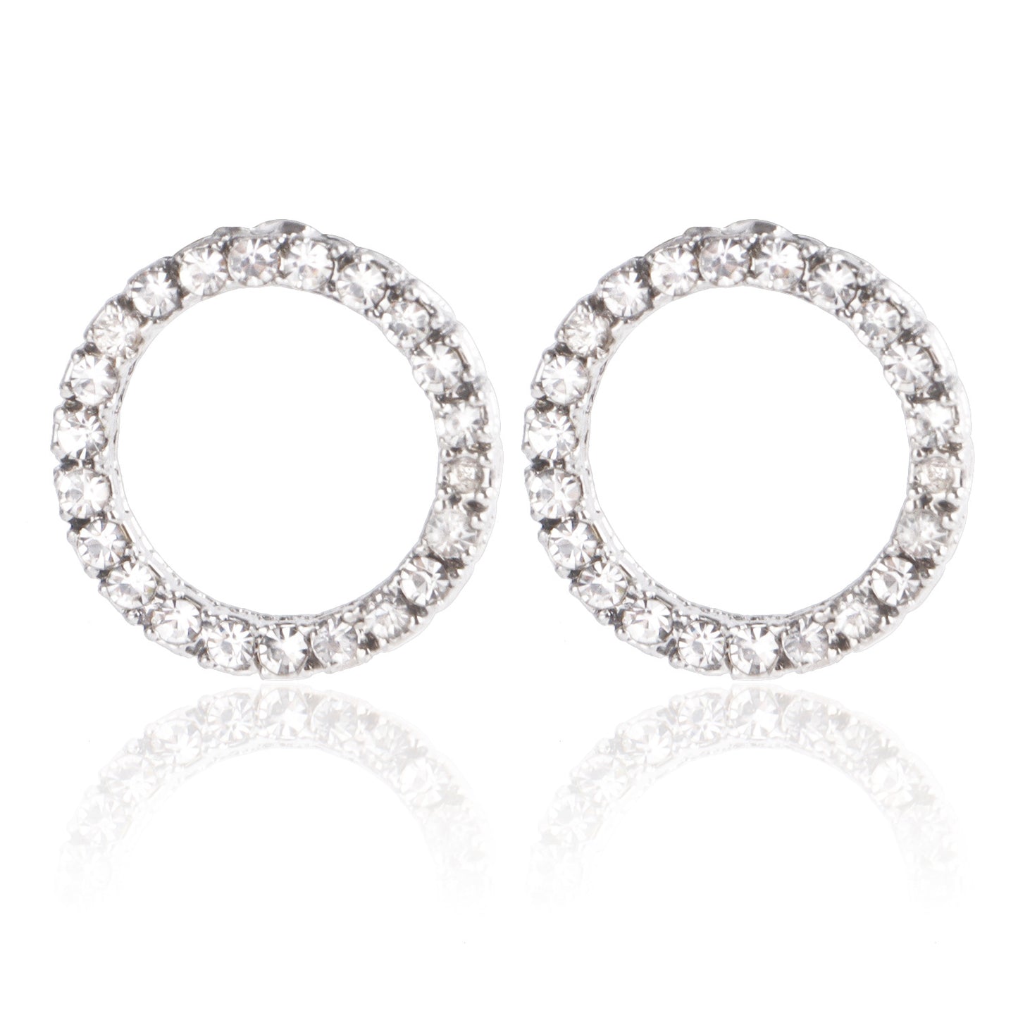 Minimalist Geometric Circle Stud Earrings in Alloy with Rhinestone Inlay and Plated Finish for Women